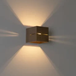QAZQA Wandleuchten|Wohnzimmerlampen*Moderne Wandleuchte aus dunkler Bronze – Transfer Groove