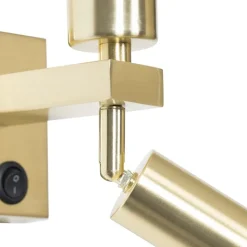 QAZQA Wandleuchten|Wohnzimmerlampen*Moderne Wandleuchte aus Messing mit Leselampe - Brescia