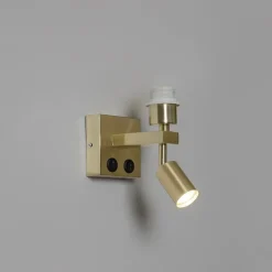 QAZQA Wandleuchten|Wohnzimmerlampen*Moderne Wandleuchte aus Messing mit Leselampe - Brescia