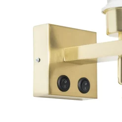 QAZQA Wandleuchten|Wohnzimmerlampen*Moderne Wandleuchte aus Messing mit Leselampe - Brescia