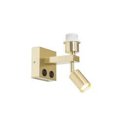 QAZQA Wandleuchten|Wohnzimmerlampen*Moderne Wandleuchte aus Messing mit Leselampe - Brescia