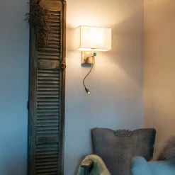 QAZQA Wandleuchten|Wohnzimmerlampen*Moderne Wandleuchte aus Stahl mit weißem Schirm – Bergamo