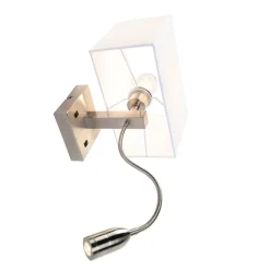 QAZQA Wandleuchten|Wohnzimmerlampen*Moderne Wandleuchte aus Stahl mit weißem Schirm – Bergamo