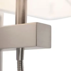 QAZQA Wandleuchten|Wohnzimmerlampen*Moderne Wandleuchte aus Stahl mit weißem Schirm – Bergamo