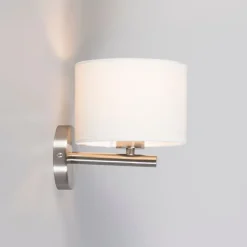 QAZQA Wandleuchten|Wohnzimmerlampen*Moderne Wandleuchte aus Stahl mit weißem Schirm - VT