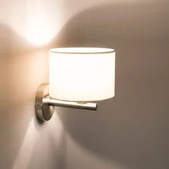 QAZQA Wandleuchten|Wohnzimmerlampen*Moderne Wandleuchte aus Stahl mit weißem Schirm - VT