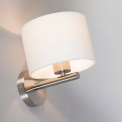 QAZQA Wandleuchten|Wohnzimmerlampen*Moderne Wandleuchte aus Stahl mit weißem Schirm - VT