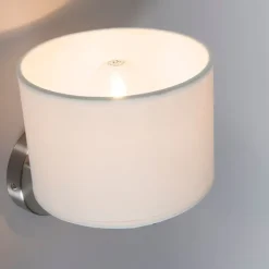 QAZQA Wandleuchten|Wohnzimmerlampen*Moderne Wandleuchte aus Stahl mit weißem Schirm - VT