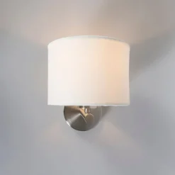 QAZQA Wandleuchten|Wohnzimmerlampen*Moderne Wandleuchte aus Stahl mit weißem Schirm - VT