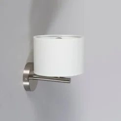 QAZQA Wandleuchten|Wohnzimmerlampen*Moderne Wandleuchte aus Stahl mit weißem Schirm - VT