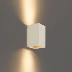 QAZQA Schlafzimmerlampen|Küchenlampen*Moderne Wandleuchte Beige GU10 50 mm quadratisch 2-flammig - Sandy