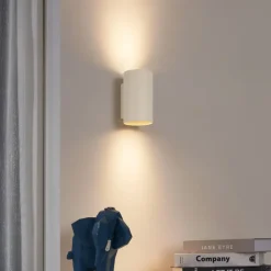 QAZQA Schlafzimmerlampen|Küchenlampen*Moderne Wandleuchte Beige GU10 50 mm rund 2-flammig - Sandy