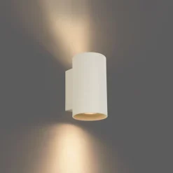 QAZQA Schlafzimmerlampen|Küchenlampen*Moderne Wandleuchte Beige GU10 50 mm rund 2-flammig - Sandy