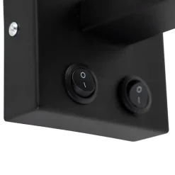 QAZQA Wandleuchten|Wohnzimmerlampen*Moderne Wandleuchte Brescia schwarz mit grauem Schirm 18/18/1