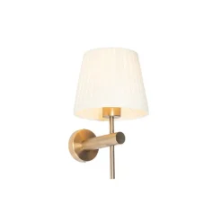 QAZQA Schlafzimmerlampen|Esszimmerlampen*Moderne Wandleuchte Bronze mit weißem Schirm - Pluk