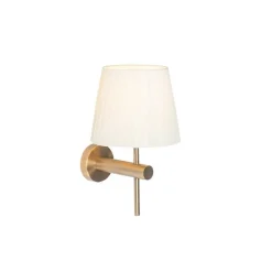QAZQA Schlafzimmerlampen|Esszimmerlampen*Moderne Wandleuchte Bronze mit weißem Schirm - Pluk