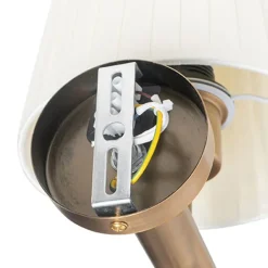 QAZQA Schlafzimmerlampen|Esszimmerlampen*Moderne Wandleuchte Bronze mit weißem Schirm - Pluk