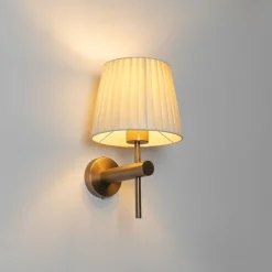 QAZQA Schlafzimmerlampen|Esszimmerlampen*Moderne Wandleuchte Bronze mit weißem Schirm - Pluk