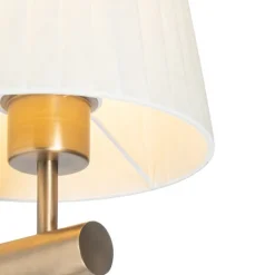 QAZQA Schlafzimmerlampen|Esszimmerlampen*Moderne Wandleuchte Bronze mit weißem Schirm - Pluk
