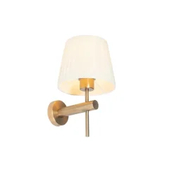 QAZQA Schlafzimmerlampen|Esszimmerlampen*Moderne Wandleuchte Bronze mit weißem Schirm - Pluk