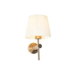 QAZQA Schlafzimmerlampen|Esszimmerlampen*Moderne Wandleuchte Bronze mit weißem Schirm - Pluk