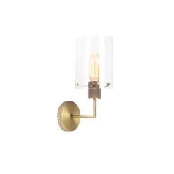 QAZQA Wandleuchten|Wohnzimmerlampen*Moderne Wandleuchte Bronze mit Glaskuppel