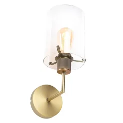 QAZQA Wandleuchten|Wohnzimmerlampen*Moderne Wandleuchte Bronze mit Glaskuppel