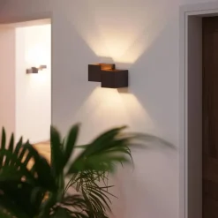 QAZQA Wandleuchten|Wohnzimmerlampen*Moderne Wandleuchte Dunkelbronze 2-flammig - Transfer Double