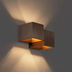 QAZQA Wandleuchten|Wohnzimmerlampen*Moderne Wandleuchte Dunkelbronze 2-flammig - Transfer Double