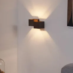 QAZQA Wandleuchten|Wohnzimmerlampen*Moderne Wandleuchte Dunkelbronze 2-flammig - Transfer Double