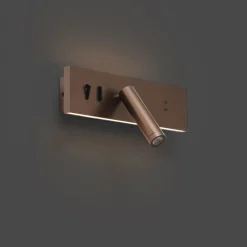 QAZQA Schlafzimmerlampen|Küchenlampen*Moderne Wandleuchte Dunkelbronze Verstellbar mit USB-C inkl. LED - Modric