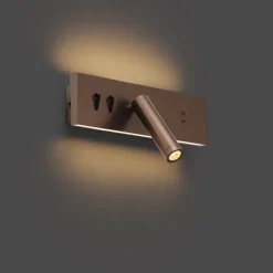 QAZQA Schlafzimmerlampen|Küchenlampen*Moderne Wandleuchte Dunkelbronze Verstellbar mit USB-C inkl. LED - Modric