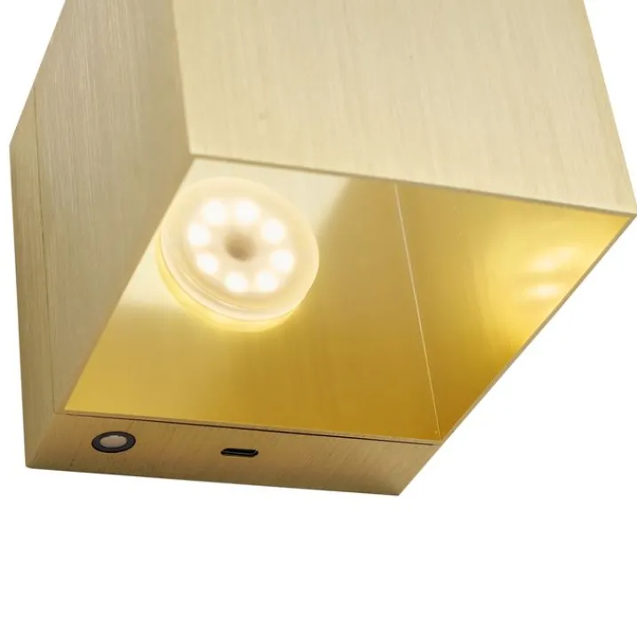 QAZQA Schlafzimmerlampen|Küchenlampen*Moderne Wandleuchte Gold inkl. LED und Touch-Dimmer Wiederaufladbar - Joris