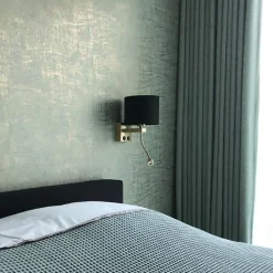 QAZQA Wandleuchten|Wohnzimmerlampen*Moderne Wandleuchte Gold / Messing mit Farbton Veloursschwarz - Brescia