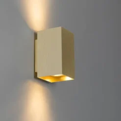 QAZQA Wandleuchten|Wohnzimmerlampen*Moderne Wandleuchte gold quadratisch - Sandy
