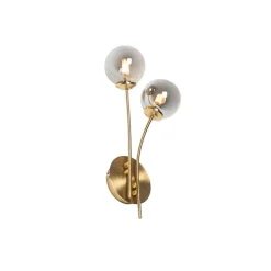 QAZQA Wandleuchten|Wohnzimmerlampen*Moderne Wandleuchte Gold 2-Licht mit Rauchglas - Athen