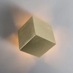 QAZQA Schlafzimmerlampen|Küchenlampen*Moderne Wandleuchte Gold mit Lichteffekt - Cube