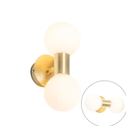 QAZQA Badezimmerlampen|Wandleuchten*Moderne Wandleuchte gold IP44 2-flammig - Cederic