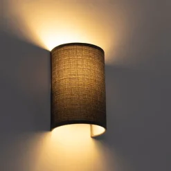 QAZQA Wandleuchten|Wohnzimmerlampen*Moderne Wandleuchte grau - Simple Drum Jute