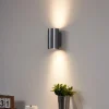 QAZQA Wandleuchten|Esszimmerlampen*Moderne Wandleuchte Gunmetal rund 2-flammig GU10 50mm - Sandy