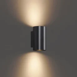 QAZQA Wandleuchten|Esszimmerlampen*Moderne Wandleuchte Gunmetal rund 2-flammig GU10 50mm - Sandy