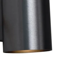 QAZQA Wandleuchten|Esszimmerlampen*Moderne Wandleuchte Gunmetal rund 2-flammig GU10 50mm - Sandy