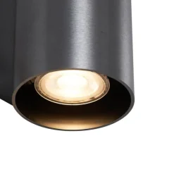 QAZQA Wandleuchten|Esszimmerlampen*Moderne Wandleuchte Gunmetal rund 2-flammig GU10 50mm - Sandy