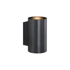 QAZQA Wandleuchten|Esszimmerlampen*Moderne Wandleuchte Gunmetal rund 2-flammig GU10 50mm - Sandy
