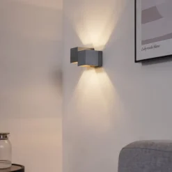 QAZQA Wandleuchten|Wohnzimmerlampen*Moderne Wandleuchte Gunmetal 2-flammig - Transfer Double