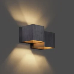 QAZQA Wandleuchten|Wohnzimmerlampen*Moderne Wandleuchte Gunmetal 2-flammig - Transfer Double