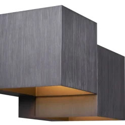 QAZQA Wandleuchten|Wohnzimmerlampen*Moderne Wandleuchte Gunmetal 2-flammig - Transfer Double