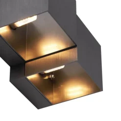 QAZQA Wandleuchten|Wohnzimmerlampen*Moderne Wandleuchte Gunmetal 2-flammig - Transfer Double