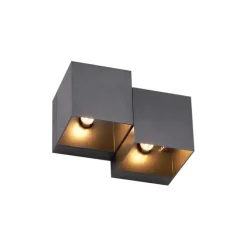 QAZQA Wandleuchten|Wohnzimmerlampen*Moderne Wandleuchte Gunmetal 2-flammig - Transfer Double