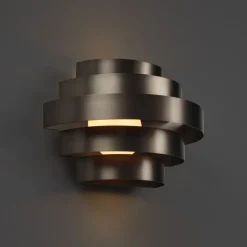 QAZQA Led-Wandleuchten|Wandleuchten*Moderne Wandleuchte Gunmetal inkl. LED 3-Stufen-Dimmbar - Lines